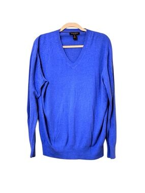 Banana Republic Mens Sweater XL Blue Silk Linen Blend Pullover